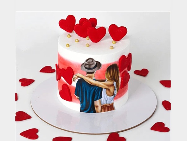 Love Couple Valentine's Cake