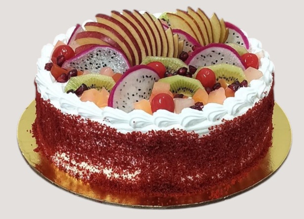 Red Velvet Fruit Filling Cake