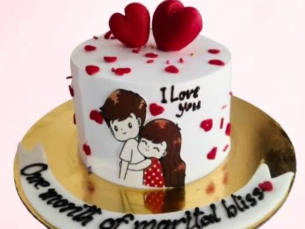 Cute Couple Valentine's Cake