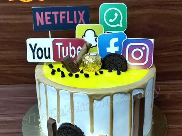 Social Media Addict Theme Cake