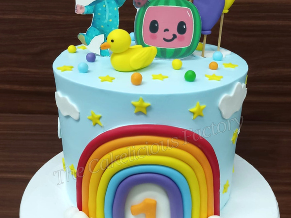 Cocomelon Rainbow Theme cake 1