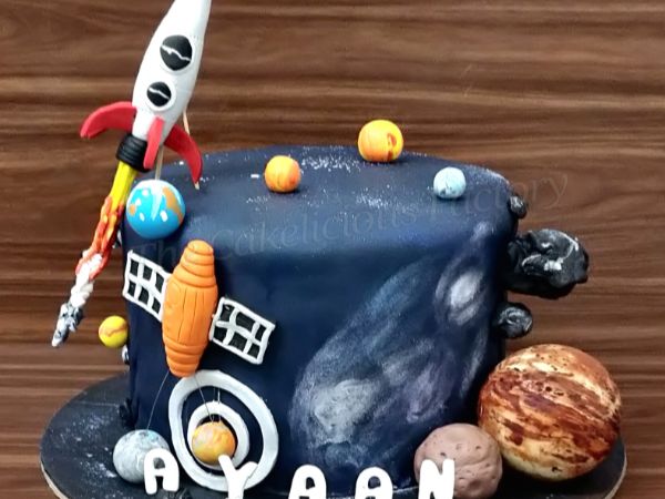 Space Theme Rocket Cake