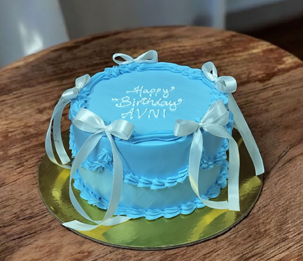 Blue Charm Ribbon Bow Cake Design 3