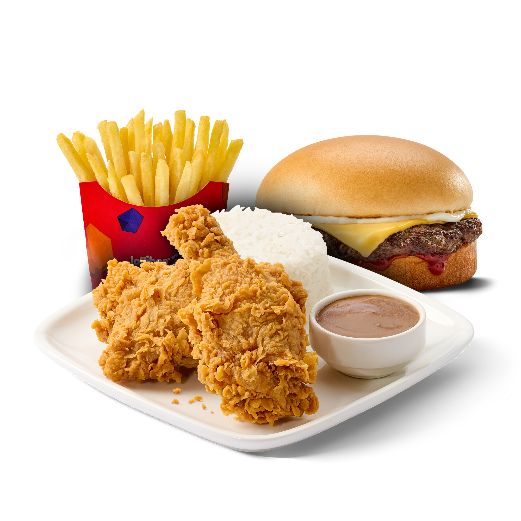 2 Pc chickenjoy + Rice + Gravy + Mini Fries + Cheey Yum Burger