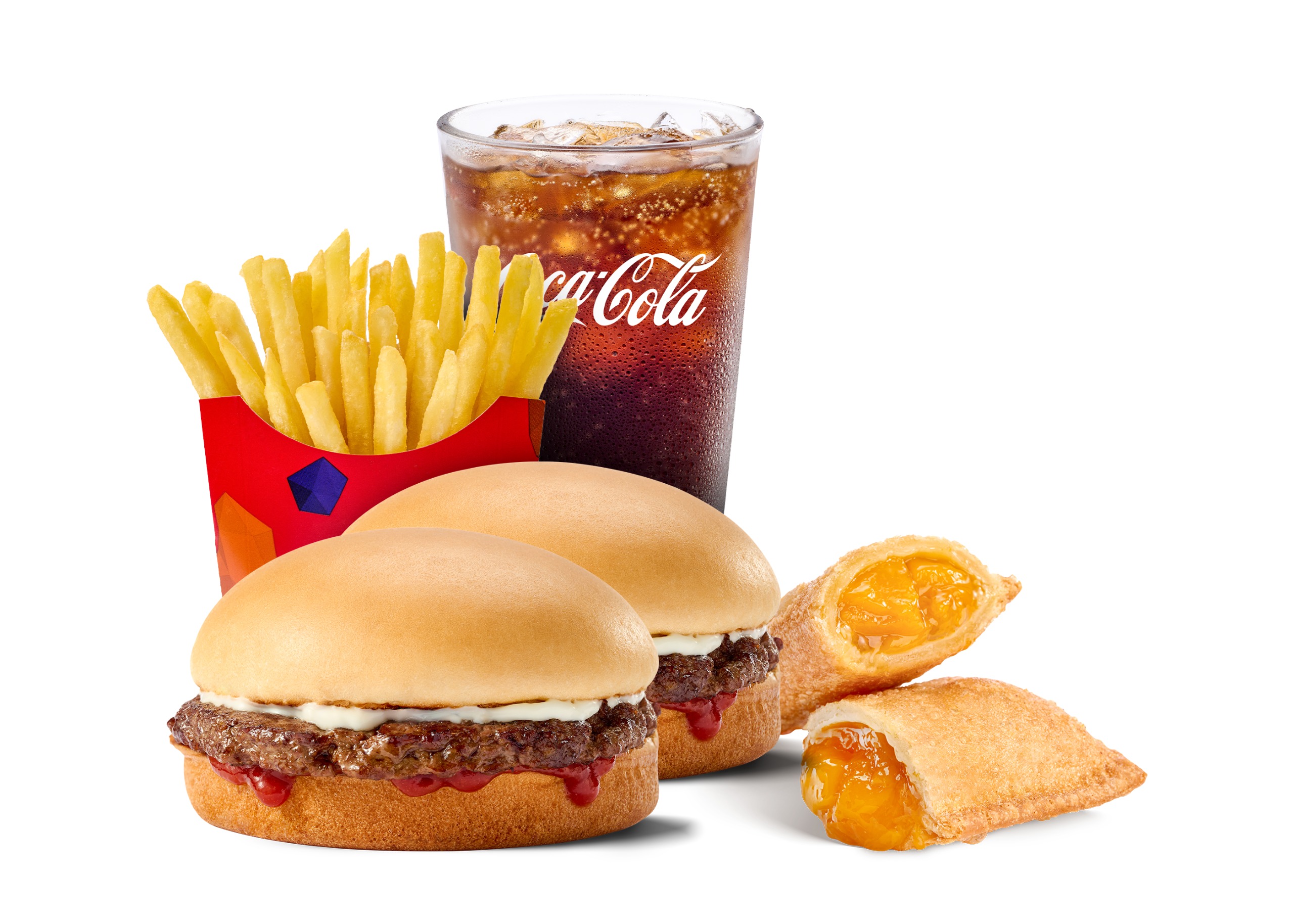 2 Yum Burger + Fries + Cola + 1 Peach Mango Pie