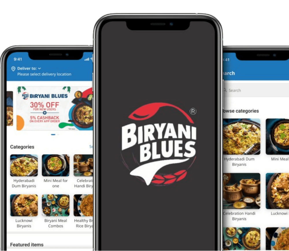 Biryani Blues App on Mobile