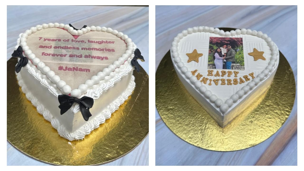 Burn cake - Bow heart shape cake